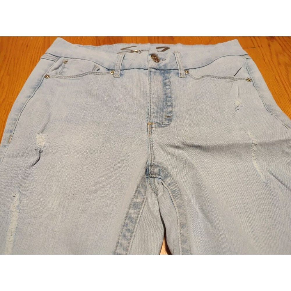 Seven7 Women's Light Blue Denim Distressed Slim Straight‎ Jeans  Size 10 - Picture 3 of 11